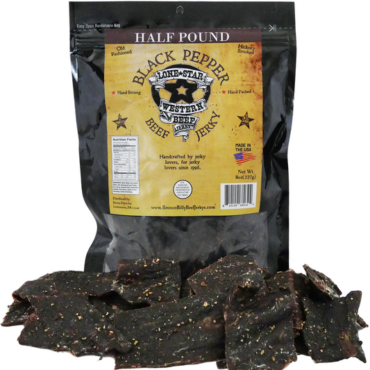 Lone Star Black Pepper Beef Jerky - Half Pound Resealable Bag - Spicy Handcrafted Flavor - Made in the USA