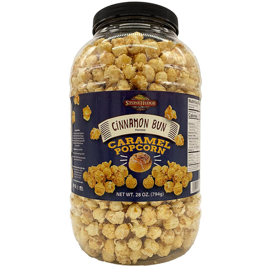 StoneHedge Farms Gourmet Cinnamon Bun Popcorn - Deliciously Old Fashioned 28 Oz. Tall Tub! - Made in the USA!