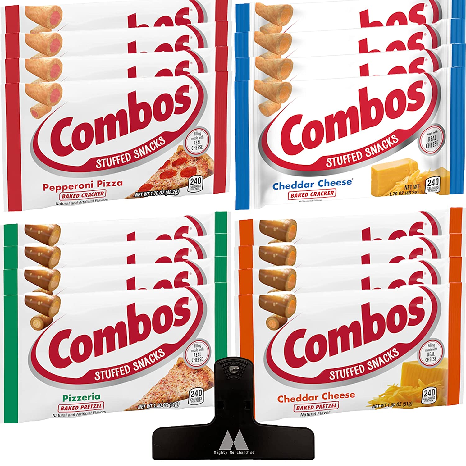 Combos Baked Snacks Variety Pack - Includes 16 Packs - 4 Of Each  Flavor(Pepperoni Pizza Cracker, Cheddar Cheese Cracker, Pizzeria Pretzel,  Cheddar