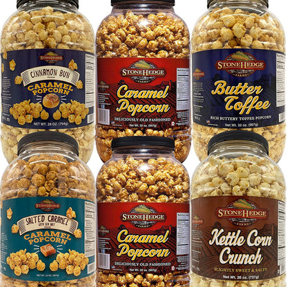 Stonehedge Farms Bulk Popcorn Variety Pack! 12 Lbs Of Deliciously Old Fashioned Popcorn Variety Pack - Includes Six 32 Ounce Barrels - Made in the USA